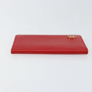 CHANEL Card Case Leather Red CC Auth 147039V-4
