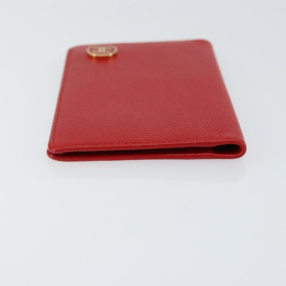 CHANEL Card Case Leather Red CC Auth 147039V