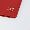 CHANEL Card Case Leather Red CC Auth 147039V-7