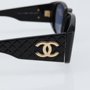 CHANEL Matelasse Sunglasses plastic Black CC Auth 147040V-8