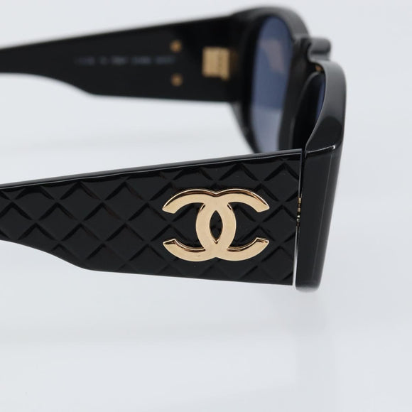 CHANEL Matelasse Sunglasses plastic Black CC Auth 147040V