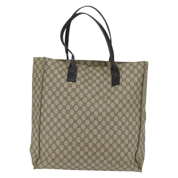 GUCCI GG Supreme Tote Bag PVC Beige Silver 91250 Auth 147043