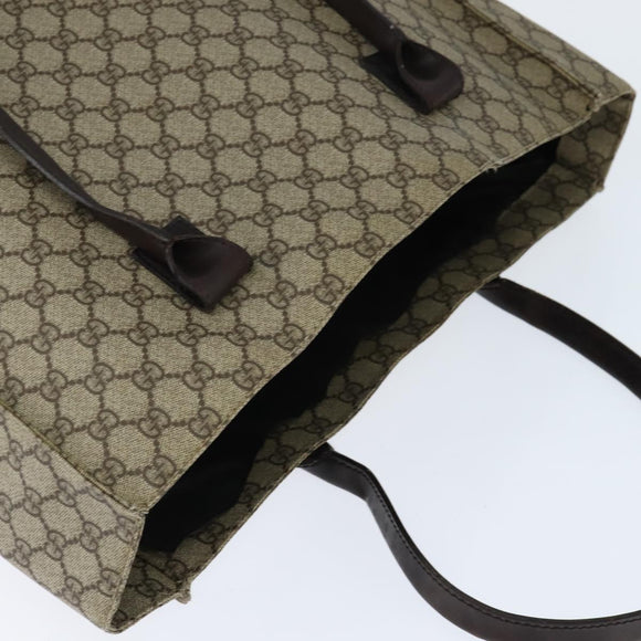 GUCCI GG Supreme Tote Bag PVC Beige Silver 91250 Auth 147043