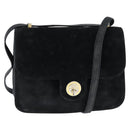 FENDI Shoulder Bag Suede Vintage Black Gold Auth 147044-1