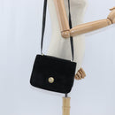 FENDI Shoulder Bag Suede Vintage Black Gold Auth 147044-22