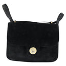 FENDI Shoulder Bag Suede Vintage Black Gold Auth 147044-13