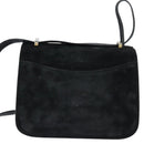 FENDI Shoulder Bag Suede Vintage Black Gold Auth 147044-2
