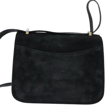 FENDI Shoulder Bag Suede Vintage Black Gold Auth 147044 - 0