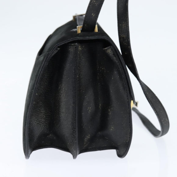 FENDI Shoulder Bag Suede Vintage Black Gold Auth 147044