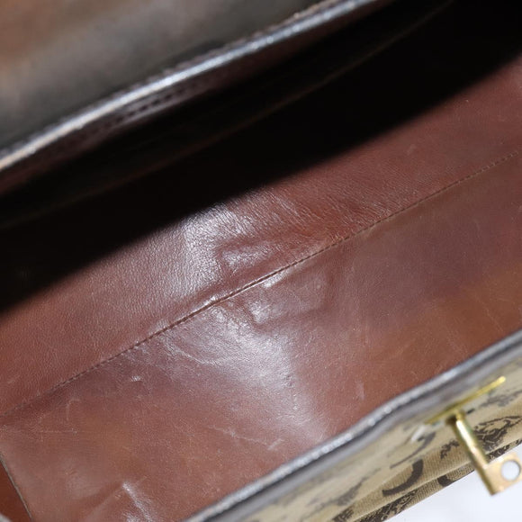 CELINE C Sulky Doctor Bag Canvas Brown Gold Auth 147045