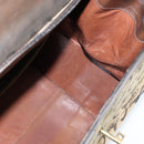 CELINE C Sulky Doctor Bag Canvas Brown Gold Auth 147045-17