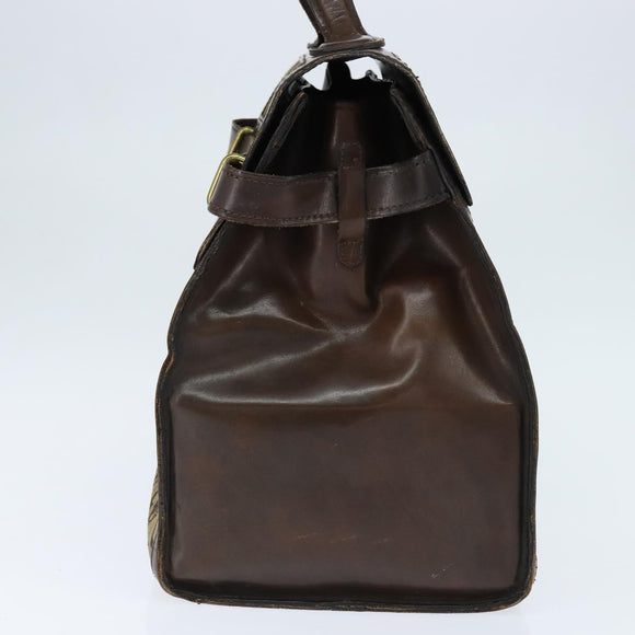 CELINE C Sulky Doctor Bag Canvas Brown Gold Auth 147045