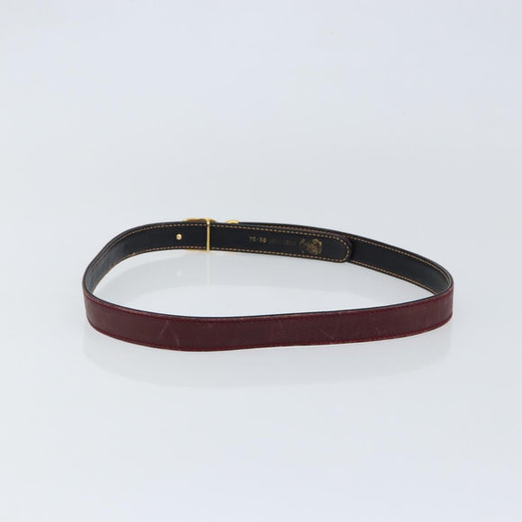 GUCCI Interlocking Belt Leather 31.9"" Bordeaux Gold 037 084 0054 Auth 147047