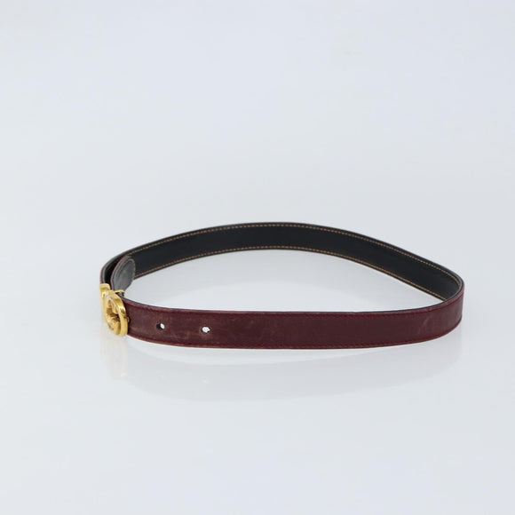 GUCCI Interlocking Belt Leather 31.9"" Bordeaux Gold 037 084 0054 Auth 147047