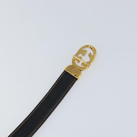 GUCCI Interlocking Belt Leather 31.9"" Bordeaux Gold 037 084 0054 Auth 147047