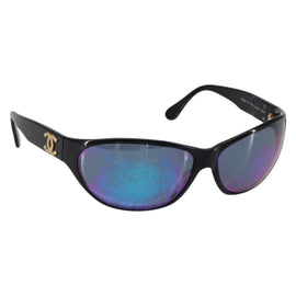 CHANEL COCO Mark Sunglasses plastic Black 04155 75641 CC Auth 147051