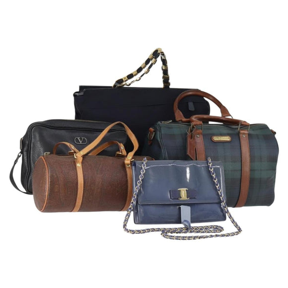 Poro Ralph Lauren Etro Salvatore Ferragamo Valentino Bag PVC 5 Set Auth 147055