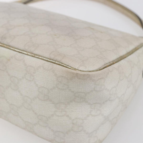 GUCCI GG Supreme Shoulder Bag PVC White Gold 190258 Auth 147063