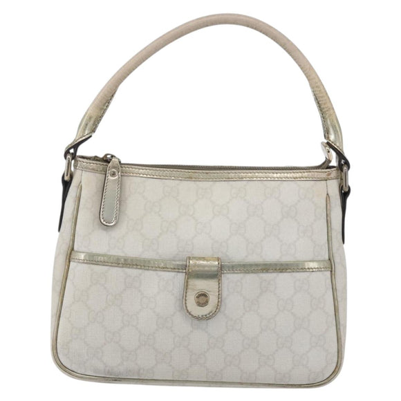 GUCCI GG Supreme Shoulder Bag PVC White Gold 190258 Auth 147063