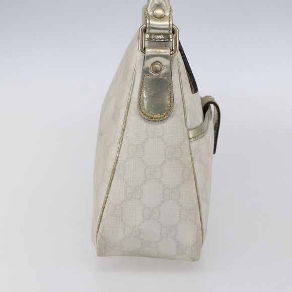 GUCCI GG Supreme Shoulder Bag PVC White Gold 190258 Auth 147063