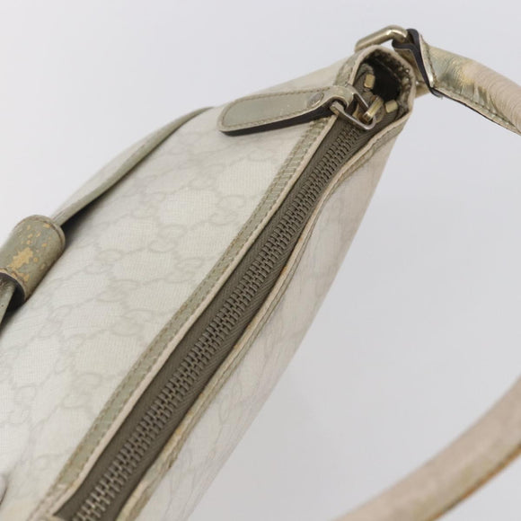 GUCCI GG Supreme Shoulder Bag PVC White Gold 190258 Auth 147063