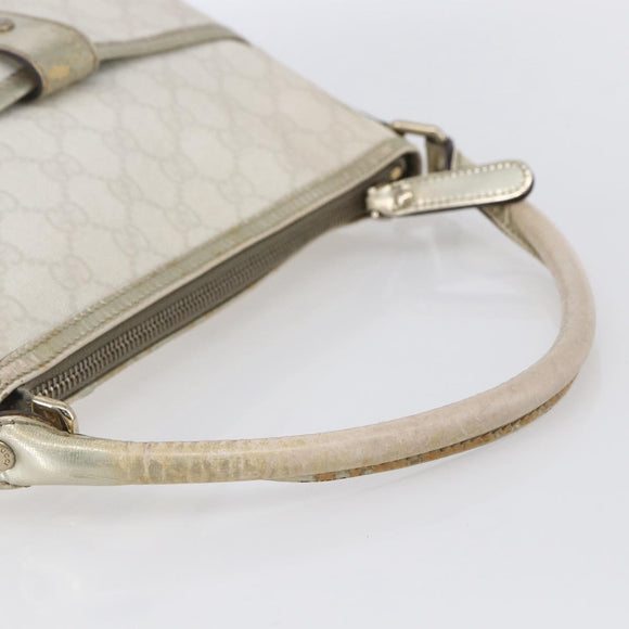 GUCCI GG Supreme Shoulder Bag PVC White Gold 190258 Auth 147063
