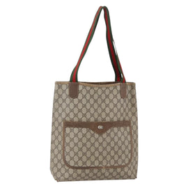GUCCI GG Supreme Web Sherry Line Tote Bag PVC Beige 39 02 003 Auth 147064