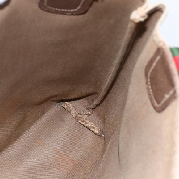 GUCCI GG Supreme Web Sherry Line Tote Bag PVC Beige 39 02 003 Auth 147064