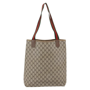 GUCCI GG Supreme Web Sherry Line Tote Bag PVC Beige 39 02 003 Auth 147064 - 0
