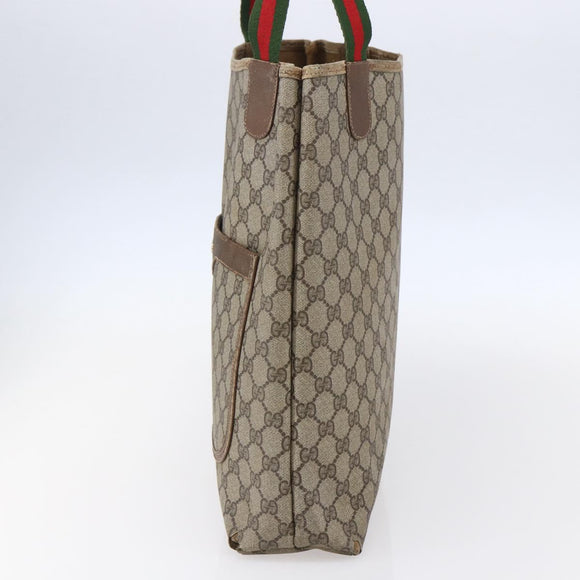 GUCCI GG Supreme Web Sherry Line Tote Bag PVC Beige 39 02 003 Auth 147064