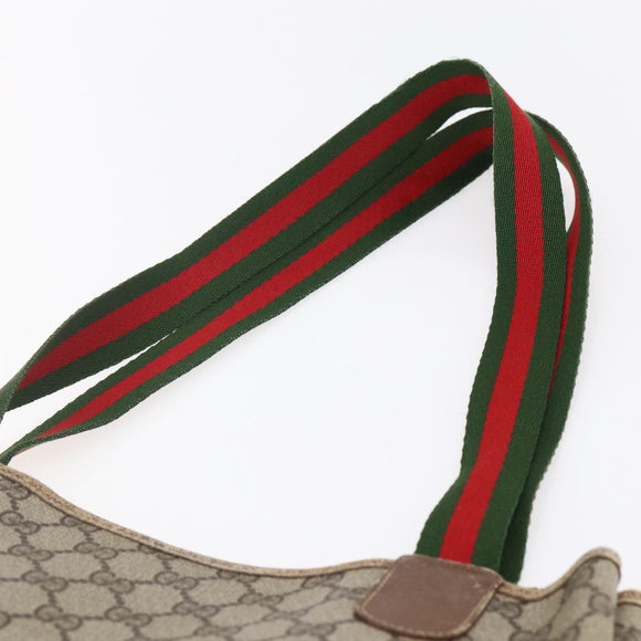 GUCCI GG Supreme Web Sherry Line Tote Bag PVC Beige 39 02 003 Auth 147064