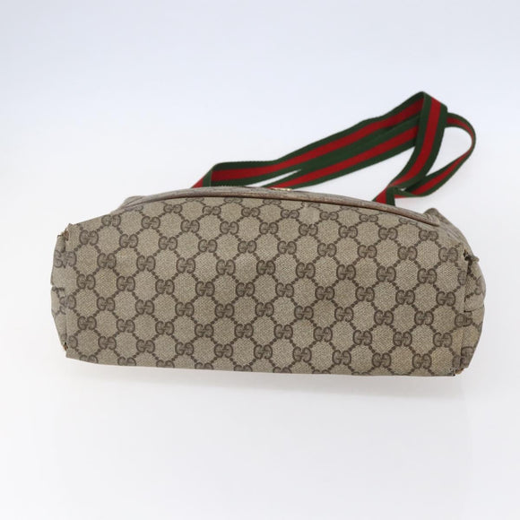 GUCCI GG Supreme Web Sherry Line Tote Bag PVC Beige 39 02 003 Auth 147064