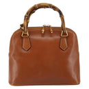 GUCCI Bamboo Hand Bag Leather 2way Brown Gold 000 2058 0290 0 Auth 147071-13