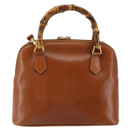 GUCCI Bamboo Hand Bag Leather 2way Brown Gold 000 2058 0290 0 Auth 147071 - 0