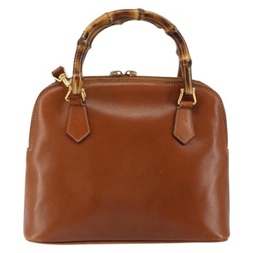 GUCCI Bamboo Hand Bag Leather 2way Brown Gold 000 2058 0290 0 Auth 147071 - 0
