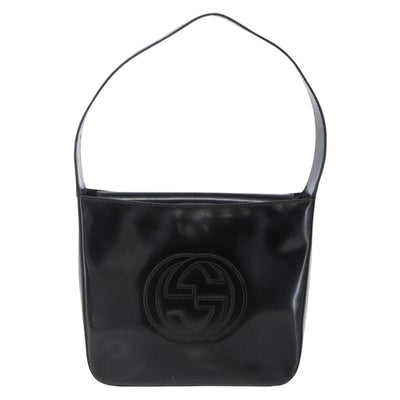 GUCCI Soho Shoulder Bag Enamel Black Auth 147072 - 0