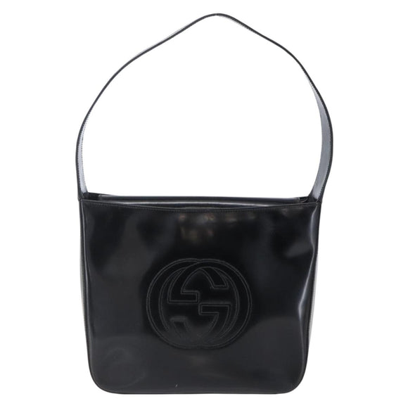 GUCCI Soho Shoulder Bag Enamel Black Auth 147072