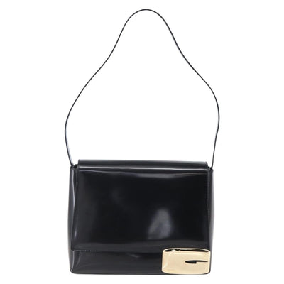 GUCCI Shoulder Bag Enamel Black Gold 001 3444 1812 Auth 147073 - 0