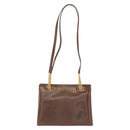 GUCCI Shoulder Bag Leather Brown Gold Auth 147074-2