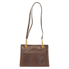GUCCI Shoulder Bag Leather Brown Gold Auth 147074 - 0