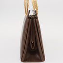 GUCCI Shoulder Bag Leather Brown Gold Auth 147074-3