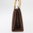 GUCCI Shoulder Bag Leather Brown Gold Auth 147074-4
