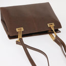 GUCCI Shoulder Bag Leather Brown Gold Auth 147074-6