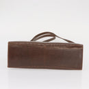 GUCCI Shoulder Bag Leather Brown Gold Auth 147074-5