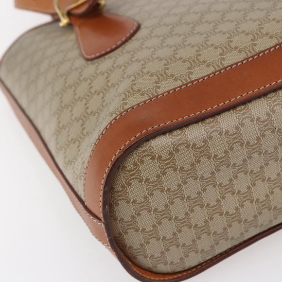 CELINE Macadam Canvas Tote Bag PVC Beige Gold Auth 147075