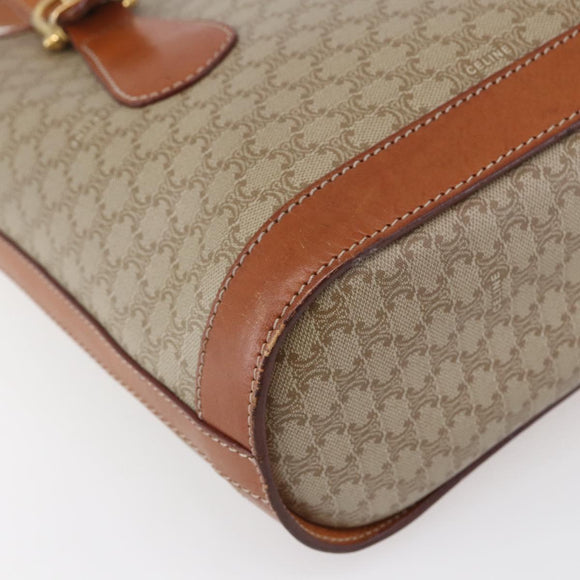 CELINE Macadam Canvas Tote Bag PVC Beige Gold Auth 147075