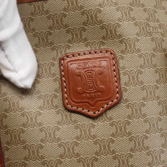 CELINE Macadam Canvas Tote Bag PVC Beige Gold Auth 147075