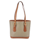 CELINE Macadam Canvas Tote Bag PVC Beige Gold Auth 147075-2