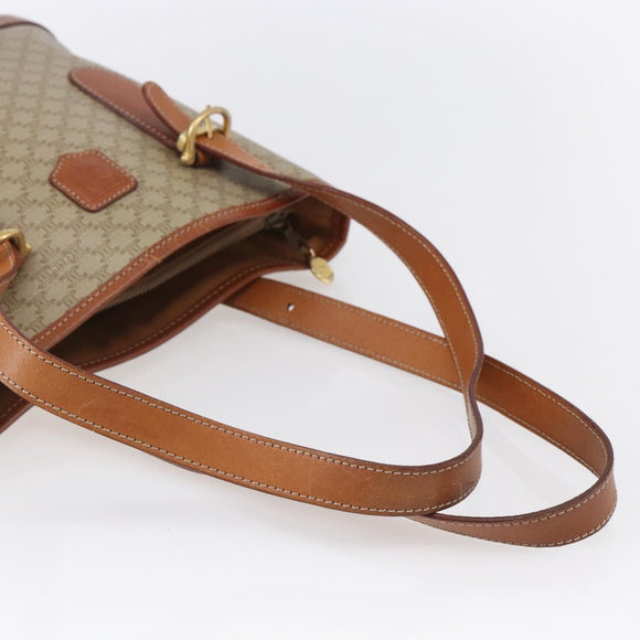 CELINE Macadam Canvas Tote Bag PVC Beige Gold Auth 147075
