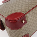 CELINE Macadam Canvas Hand Bag PVC Beige Red gold Auth 147076-14